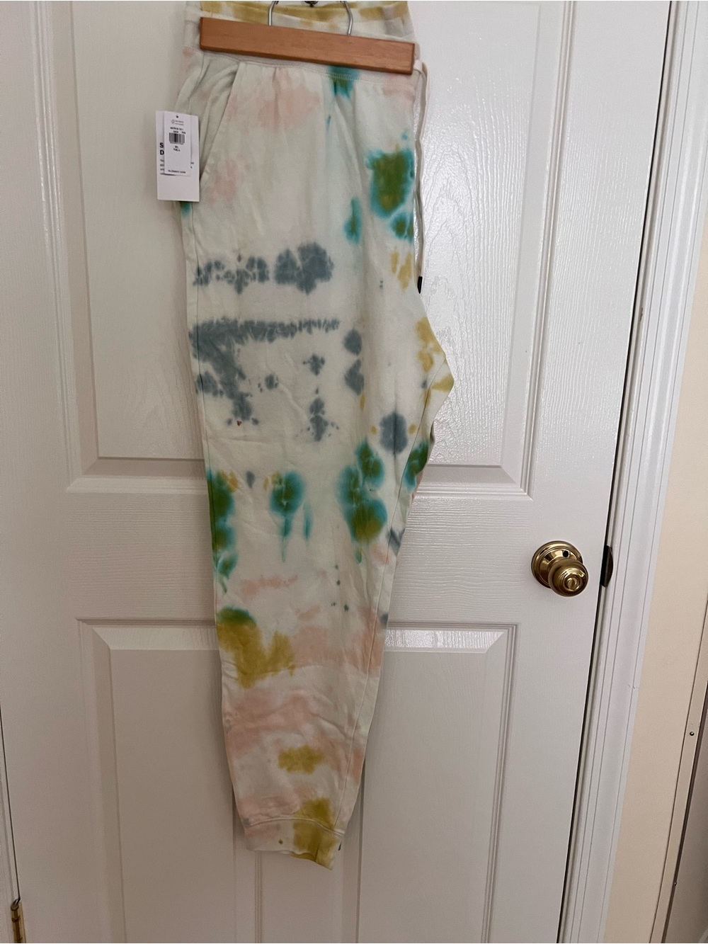 NWT Old Navy Tie-Dye Track Joggers in Cream, Green, Yellow Women’s Size XL tall.